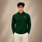 Men’s Quarter Zip Pullover – Green - Image 2