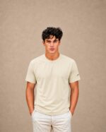 Men’s Essential T-Shirt Side logo – Light Beige